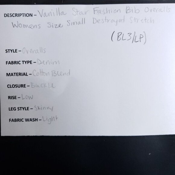 Vanilla Star Fashion Bib Overalls Women's Size Small Destroyed Stretch - Picture 10 of 10